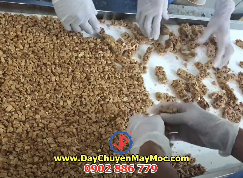 Máy cắt kẹo lạc và bóc tách rời hoàn thành dây chuyền sản xuất kẹo lạc, kẹo sữa Vĩnh Phát